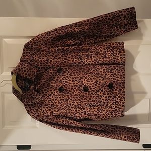 Lauren Ralph Lauren Leopard Print Pea Coat in Brown and Black